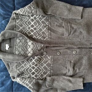 Sonoma Gray Cardigan Sweater with Geometric Pattern